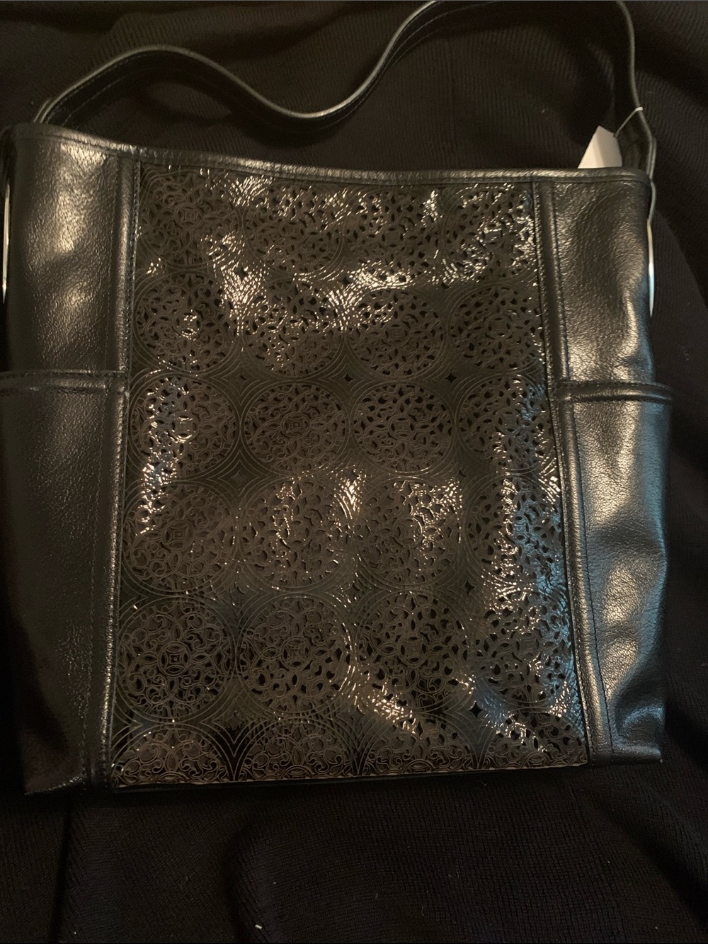 Women's Black Laser-Cut Tote Bag